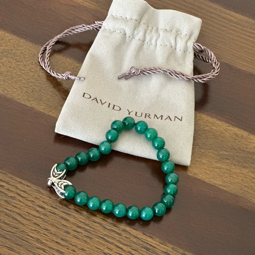 David Yurman Men’s Spiritual Green Onyx & Sterling Silver Beaded Bracelet 3 of 3